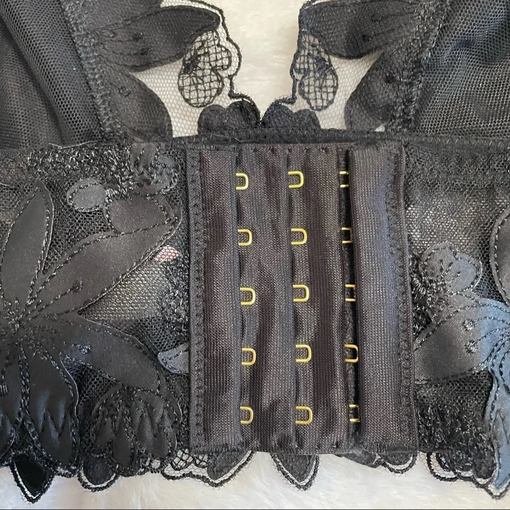 Victoria Secret Black Floral Longline Bralette - Picture 8 of 9